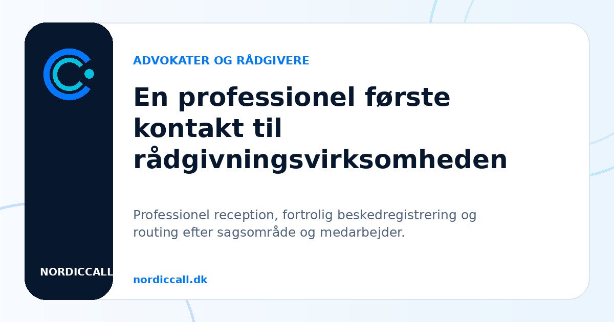 En professionel første kontakt til rådgivningsvirksomheden